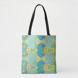 Blaue und gelbe Aquarell-Blumen Tasche