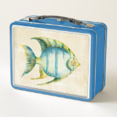 Blaue und gelbe Aquarienfische Metall Lunch Box (Rückseite)