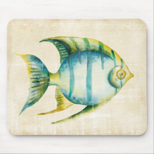 Blaue und gelbe Aquarienfische Mousepad