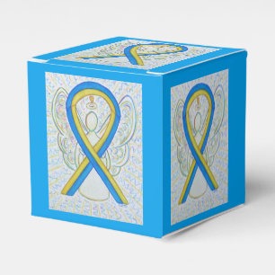 Blaue und gelbe Awareness-Schleife Party Favor Box Geschenkschachtel