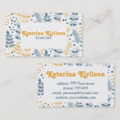 Blaue und gelbe Blätter Visitenkarte (Vorne/Hinten)