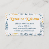 Blaue und gelbe Blätter Visitenkarte (Rückseite)