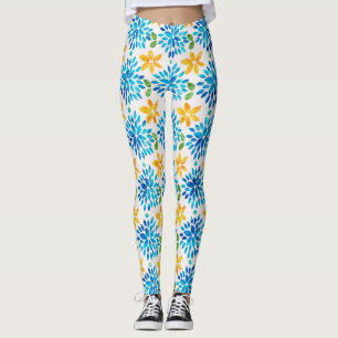 Blaue und gelbe Blume Leggings
