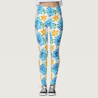 Blaue und gelbe Blume Leggings