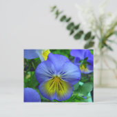 Blaue und gelbe Blume Postkarte (Stehend Vorderseite)