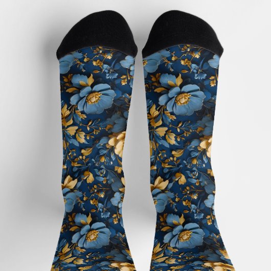 Blaue und gelbe Blume Socken (Oben)