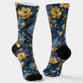 Blaue und gelbe Blume Socken (Gewinkelt)