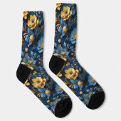 Blaue und gelbe Blume Socken (Rechts)