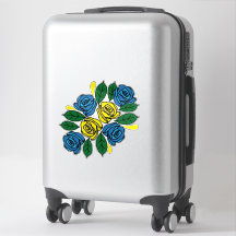 Blaue und gelbe Blumen - Folklorekunst auf einem N