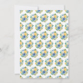 Blaue und gelbe Blumen Hochzeit Save The Date (Rückseite)