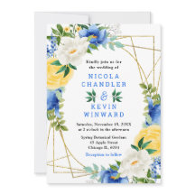 Blaue und gelbe Blumen mit Laub Hochzeit