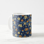 Blaue und gelbe Blumen-Tasse Kaffeetasse (Vorderseite Links)
