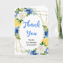 Blaue und gelbe Blumen zum Geburtstag