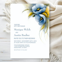 Blaue und gelbe Blumenhochzeit