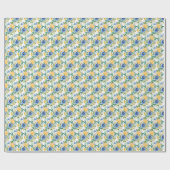 Blaue und gelbe Blumenmuster Geschenkpapier (Flach)