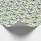 Blaue und gelbe Blumenmuster Geschenkpapier (Ecke)