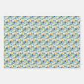 Blaue und gelbe Blumenmuster Geschenkpapier Set (Vorderseite 2)