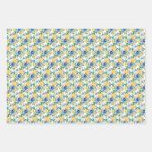 Blaue und gelbe Blumenmuster Geschenkpapier Set (Vorderseite)