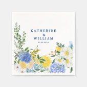 Blaue und gelbe Blütenzunge Serviette (Vorderseite)