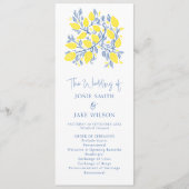 Blaue und gelbe Botanische Hochzeit Programm (Vorderseite)