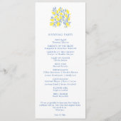 Blaue und gelbe Botanische Hochzeit Programm (Rückseite)