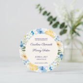 Blaue und gelbe botanische Hochzeit - Save the Dat Date (Stehend Vorderseite)