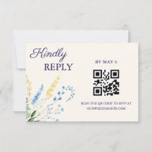 Blaue und gelbe botanische Hochzeits-RSVP-Karte