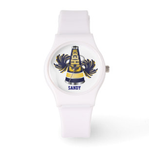 Blaue und gelbe Cheerleader-Uhr Armbanduhr