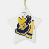 Blaue und gelbe Cheerleading kundenspezifische Keramikornament (Rechts)