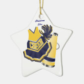 Blaue und gelbe Cheerleading kundenspezifische Keramikornament (Links)