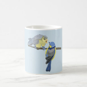 Blaue und gelbe Chickadegewächse Kaffeetasse