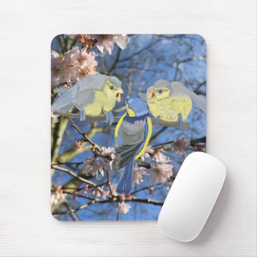 Blaue und gelbe Chickadegewächse Mousepad (Mit Mouse)
