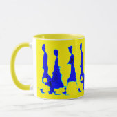 Blaue und gelbe Dame Mug Tasse (Links)