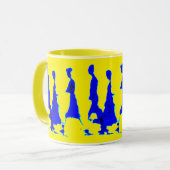 Blaue und gelbe Dame Mug Tasse (Vorderseite Links)