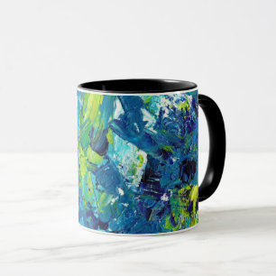 Blaue und gelbe Dekorative Kunst - Lebhafte Farben Tasse