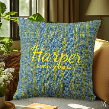 Blaue und gelbe Denim Textur | Benutzerdefinierte