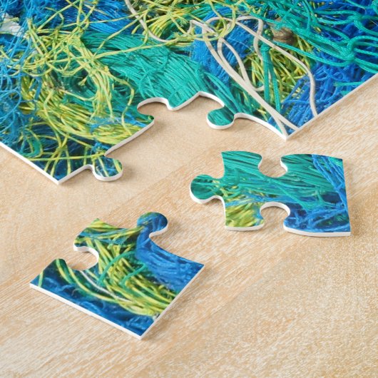 Blaue und gelbe Fangnetze Puzzle (Seite)