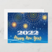 Blaue und gelbe Feuerwerke - Frohes Neues Jahr 202 Postkarte (Vorne/Hinten)
