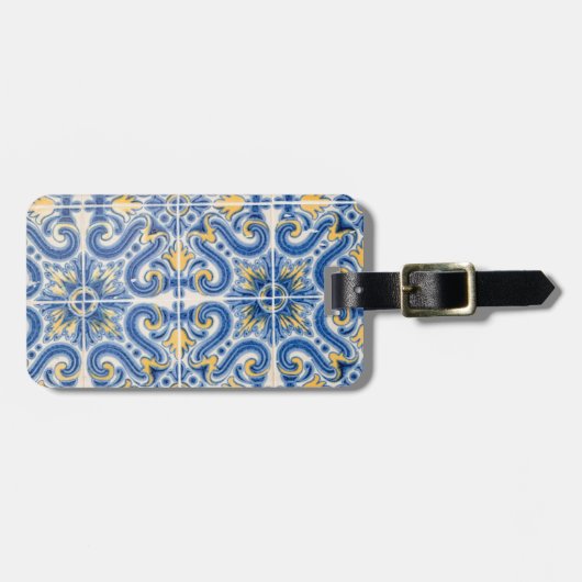 Blaue und gelbe Fliesen, Portugal Gepäckanhänger (Vorderseite horizontal)