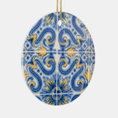 Blaue und gelbe Fliesen, Portugal Keramikornament (Rechts)