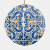 Blaue und gelbe Fliesen, Portugal Keramikornament (Hinten)