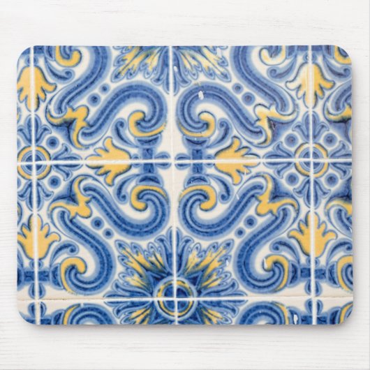Blaue und gelbe Fliesen, Portugal Mousepad (Vorne)