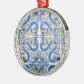 Blaue und gelbe Fliesen, Portugal Ornament Aus Metall (Links)