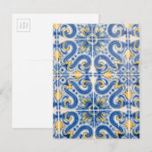 Blaue und gelbe Fliesen, Portugal Postkarte (Vorne/Hinten)