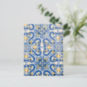 Blaue und gelbe Fliesen, Portugal Postkarte (Stehend Vorderseite)