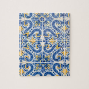 Blaue und gelbe Fliesen, Portugal Puzzle