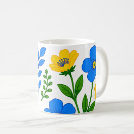 Blaue und gelbe florale botanische Gestaltung Kaffeetasse