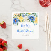 Blaue und gelbe florale Brautparty Serviette (Beispiel)