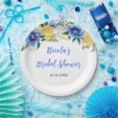 Blaue und gelbe florale Bridal Shower Pappteller (Party)