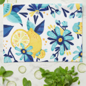 Blaue und gelbe Früchte und Blume Handtuch (Gefaltet)